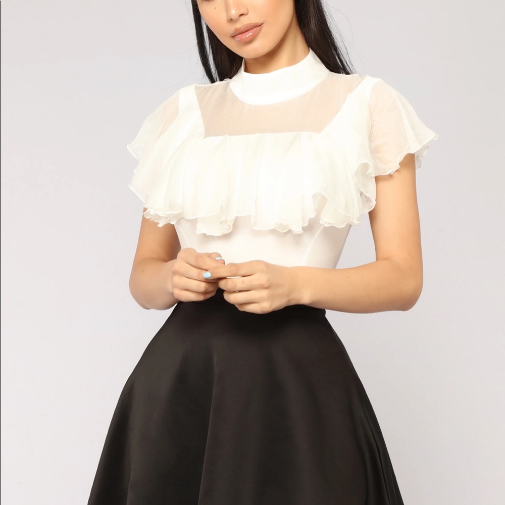 Mock Neck Ruffle Detail Bodysuit